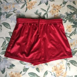 Red Athletic Jersey Mesh Drawstring Sport Shorts